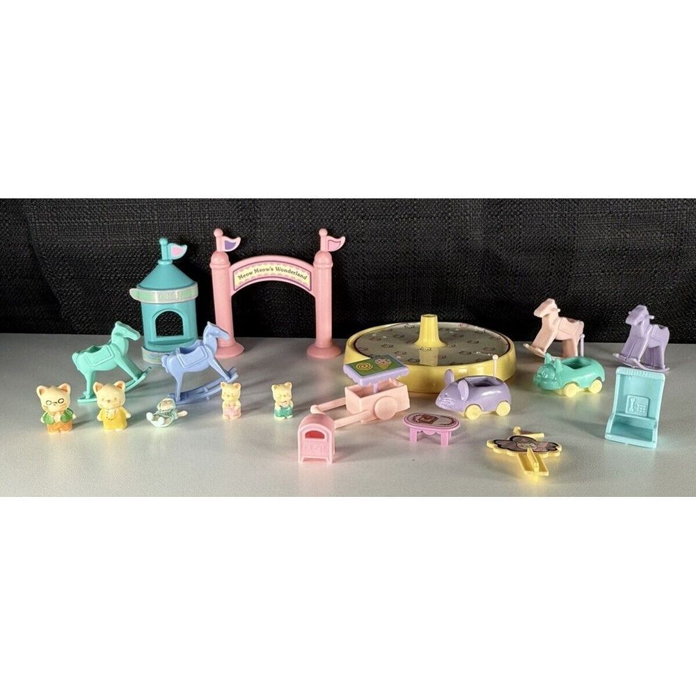 Meow Meows Wonderland 1993 Megatoys Miniature Play Set Lot Vintage